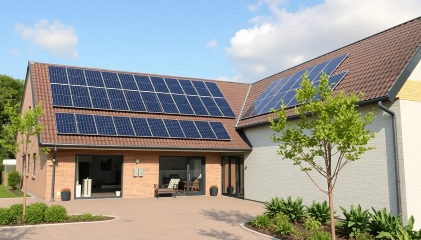 Warmtepomp bedrijfspand — Modern house exterior with heat pump unit. — Warmtepomp voor bedrijfspand: haalbaarheid en kosten